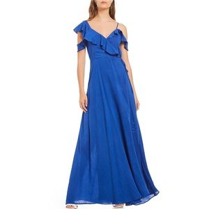 NWT Sugarlips Blue Ruffle Wrap Maxi Dress
